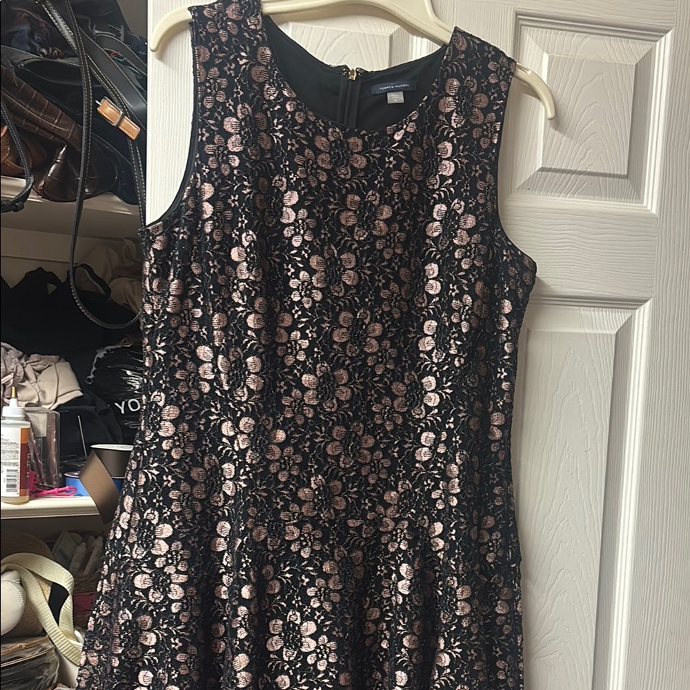 Tommy Hilfiger Black Sequin Fit and Flare Mini Dress